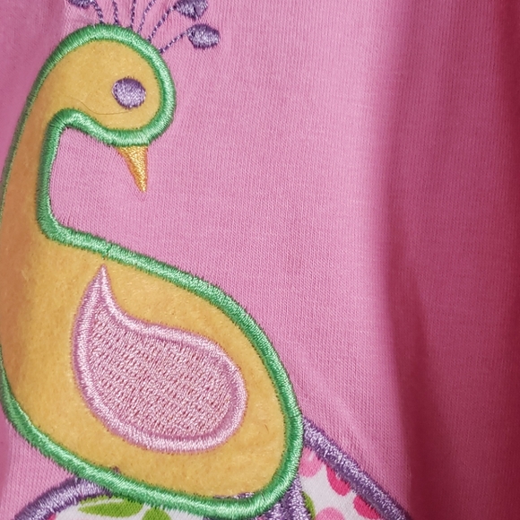 Ann Loren pink tank/pant set with peacock/ruffles - Picture 4 of 7